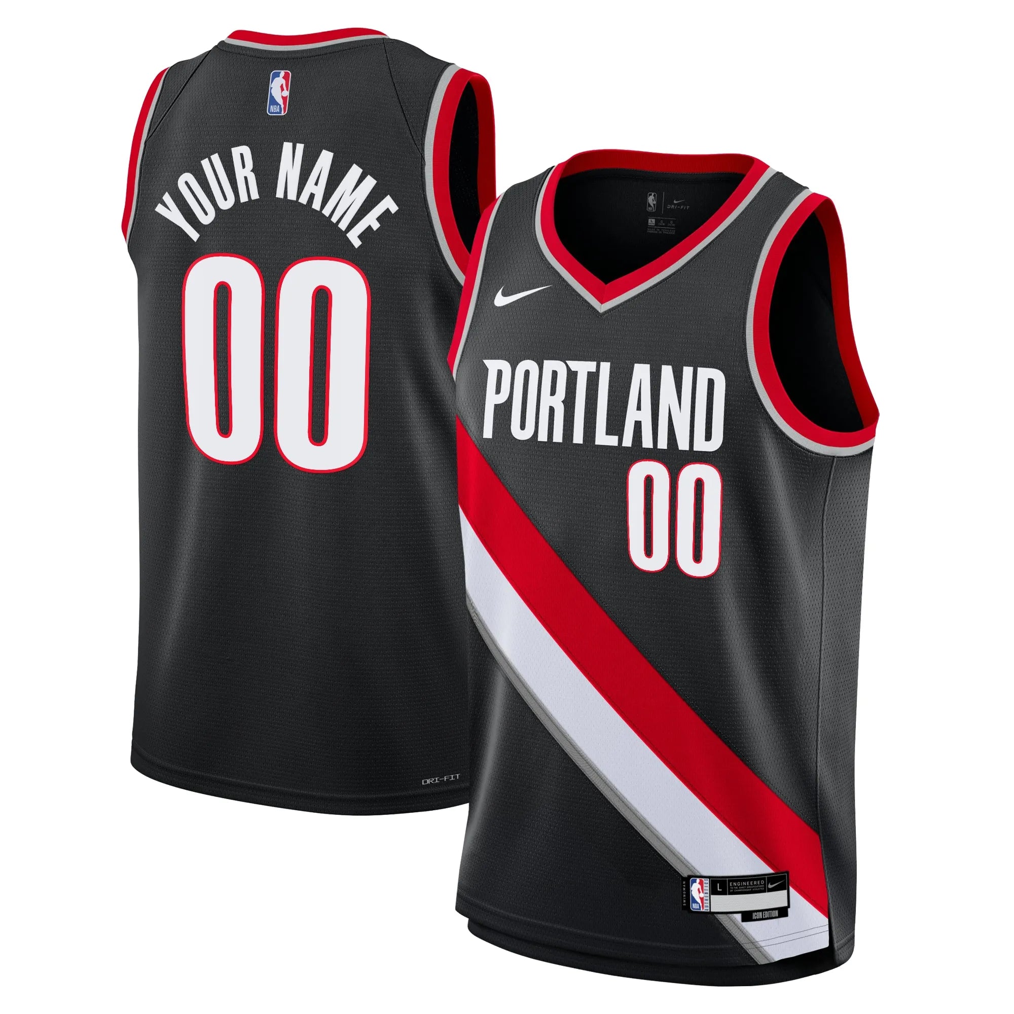 Maillot Icon Edition - Portland Trail Blazers - Noir - Personnalisé